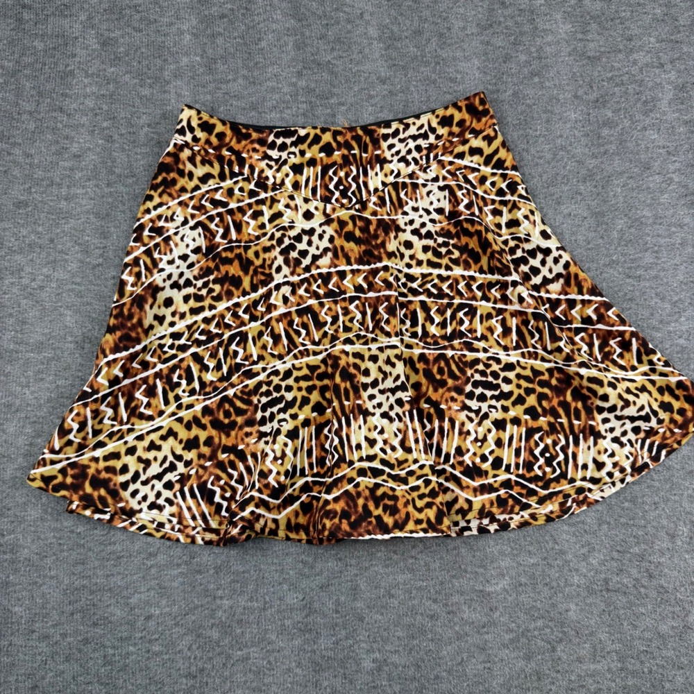 Silence + Noise Skirt Women's S Brown Animal Leopard Print Flared Mini Skirt